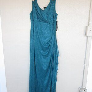 R&M Richards Teal/Black Size 12 Evening Gown NWT